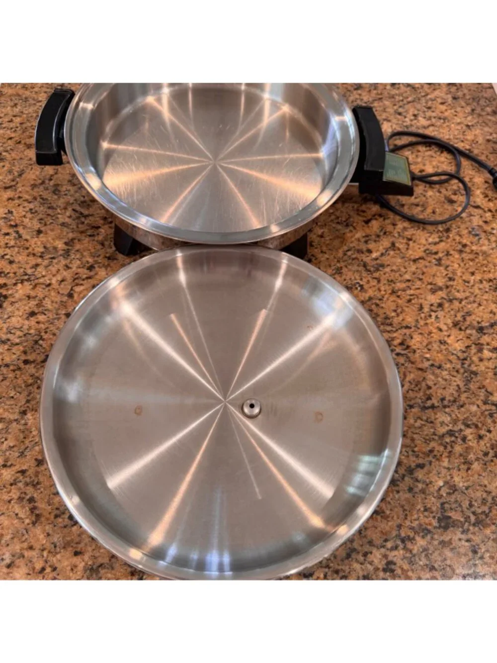 Liquid Core Stainless Steel Electric Skillet W/T Lid & Heat Control Unit Vintage